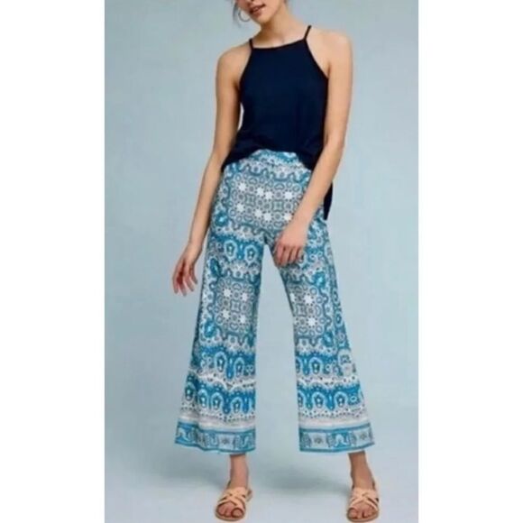 Featherbone by Anthropologie Blue Talese Boho Wide Legged Pants Size 0/2 - Picture 2 of 5